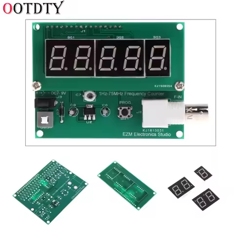 OOTDTY 1Hz-75MHz Frequency Counter 7V-9V 50mA DIY Kit Cymometer Module Tester Meter