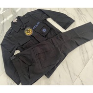 Baju PDL Hitam Brimob Polri Jatah Setelan Kain Halus TACTICAL