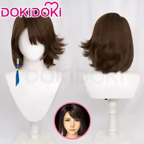 Game X Cospaly DokiDoki Women 35cm Short Brown Hair Heat Resistant Yuna FF 10 Cosplay Free Wig Cap5;