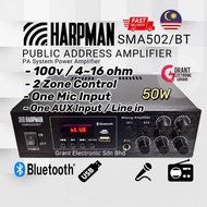 Harpman SMA502/BT Public Address Amplifier 50W 2 Zone 100v PA System Bluetooth Mixing Amplifier with