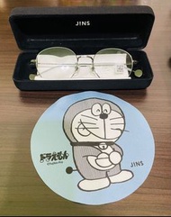 JINS Doraemon 聯名款 樵夫之泉 鐵灰色 鏡框+鏡片兌換券+眼鏡布+眼鏡盒