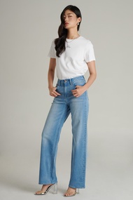 Mc jeans กางเกงยีนส์ผู้หญิง ขากว้าง ทรงไวด์เลค (Wide Leg) สียีนส์ฟอกอ่อน MFWZ223