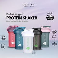 NewTreeSea Shaker Bottle Gym - Gym Shaker Bottle - 400ml Sports Drinking Bottle Free Shaker Ball & B