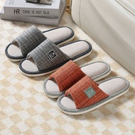 Large Size Linen Slippers Men 47 48 49 Four Seasons Home Slippers Soft Bottom Non-slip Cotton Couple