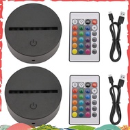 2 Pack 3D Night LED Light Lamp Base + Remote Control + USB Cable, 16 Colors Light Show Display Stand