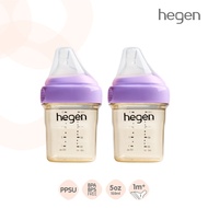 Hegen ขวดนมทรงเหลี่ยมPPSU ขวดนมสีชา ขนาด 5oz/150ml - จุกนมเสมือนนมแม่ เบอร์ 1 Slow Flow สำหรับ 0-3 เ