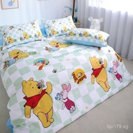 Children's Four-Piece Cartoon Bedding Set Winnie the Pooh Bed Sheet Duvet Cover Set Cotton Single Be