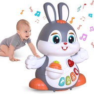 MOONTOY Easter Bunny Musical Toy for 1 +Year Old, Baby Crawling Toys 6 to 12 Months, Baby Easter Gif