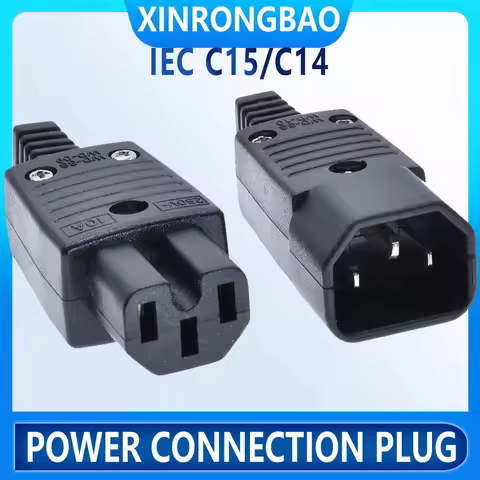 IEC C15 C14 C13 power connector 10A250V AC 3 prong electric plug adapter female male wiring Industri