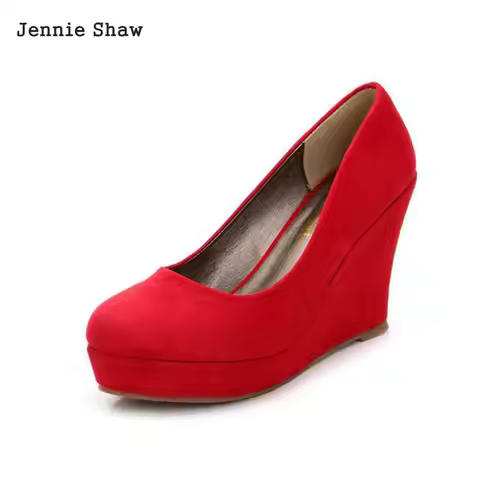 Women High Heel Wedge Shoe size 31 to 43 Red Black Blue Spring Shoes