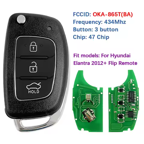 CN020059 Aftermarket 3 Button Flip Remote Key Fob OKA-865T(BA) 95430-B4100 47 Chip 433Mhz HYN14R Bla