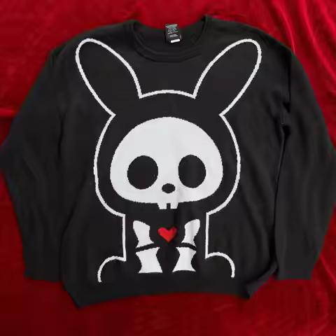 Casual Painting Anime Demon Hip Hop Sweater Streetwear Sweater Knitted Sweater Retro Knitted Graphic
