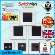 [SIRIM] reTouch Grand Elements Glass White Switch & Socket 1/2/3/4 Gang 1/2 Way 20A Fan Tel Data Uni