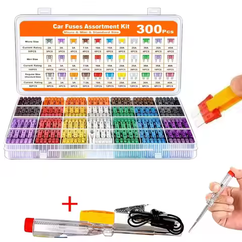 300pcsCarFuse Assortment Kit Mini Standard Micro Fuses 160x Mini 90x Standard 50x Micro with Extract