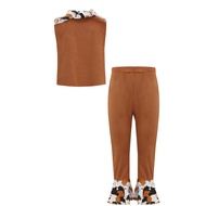 Moily Children Cowgirl Outfit V Neckline Tassels Vest with Elastic Waistband Flared Hem Pants and Pr