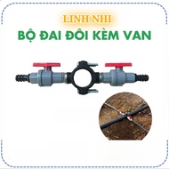 Double starter belt set D50, D63 with 34 PVC valve with 32mm ldpe connection thread used to divide w