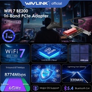 Wavlink 2024 New be8800 Wifi 7 PCIe Card mạng cho máy tính để bàn Tri-Band be200 Bộ chuyển đổi không