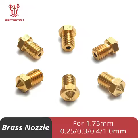 3D Printer Parts 3D V5&V6 J-Head 3D Brass Nozzle Extruder Nozzles 0.2/0.25/0.3/0.4/0.5/0.6/0.8/1.0 m