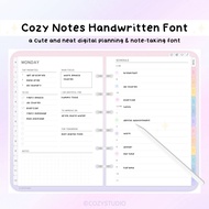 [FONT] CozyNotes Handwritten Font for Digital Planning and Note-taking | Cute and Neat Handwriting |
