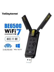 WiFi 7 USB Adapter BE6500 2.4G/5G/6GHz Tri-band USB3.0 การ์ดเครือข่ายไร้สาย 6500Mbps 802.11BE สําหรั