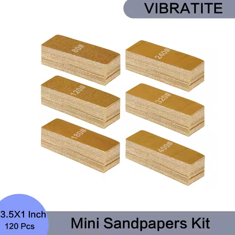 3.5X1 Inch Mini Sandpapers Kit 120 Pcs Micro Sand Paper Assorted 80/120/180/240/320 Grit for Polishi