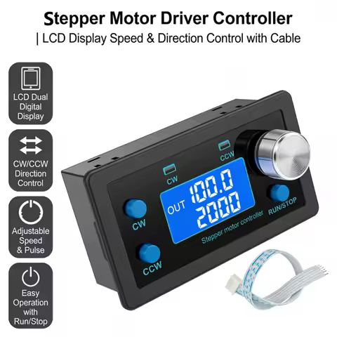 LCD Digital Stepper Motor Controller CW/CCW Direction Speed Adjustable Pulse Generator for CNC 3D Pr