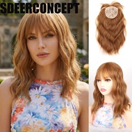 SDEERCONCEPT Blunt Bangs Hair Toupee, Wavy Invisible Fluffy Synthetic Hairpiece, Fringe Hair Extensi