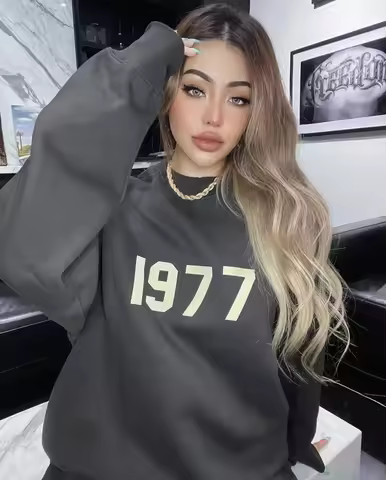 Shoulder Fall and Winter Fashion Brand Essentials Fog1977 Loose Couple Clothing Fleece Sweater Women