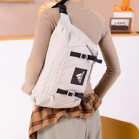 adidas sports simple, fabric fanny pack, the same style for men and women, Han jade white and black 