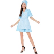Adult Nurse Costume Cosplay Nurse's Day Light Blue Dress Halloween Nurse Stage Costume