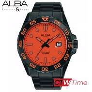 ALBA  นาฬิกาข้อมือผู้ชาย สายสแตนเลส รุ่น AS9N17X1 / AS9N17X (สีดำ / หน้าปัดส้มเข้ม) Hot Sauce