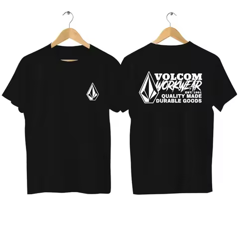 Men's fashion T-shirt, oversized cotton double-sided casual Volcom Stone T-shirt, graphic sports T-s