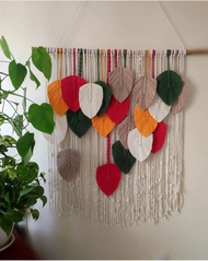 Hiasan dinding macrame daun leaf wall hanging