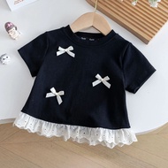 KATBOL GIRLS' T-SHIRT WITH RIBBON MOTIF AGES 1 2 3 4 5 6 7 8 9 10 11 12 YEARS Baju Budak Perempuan T