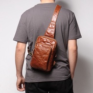 [ 100% GENUINE COW LEATHER ] BROWN COW LEATHER CROSSBAG DB222