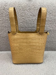 愛馬仕 Hermès Picotin 14 Micro 菜籃子 2H牛皮紙色 鱷魚皮 金扣｜全新｜Z刻