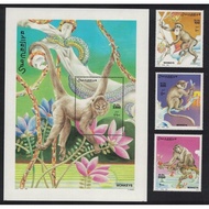 R442 Somalia 2002 Fauna Monkeys Set of 1pc L Sheet & 3v Stamps MNH