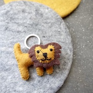 羊毛氈皮革縫製鑰匙圈・獅子