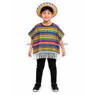 READY STOCK Kids Mexican Fiesta Serape Poncho Costume Mexico America Latin Colourful Traditional Ser