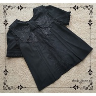 ZEEYE Rose Embroidered Lolita Blouse Long Sleeve Black and white