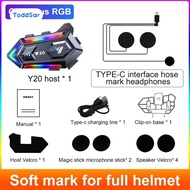 Y20 Motorcycle Helmet พร้อม Bluetooth BT5.3 RGB - กันน้ำ 1000mAh สำหรับการขี่