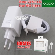 OPPO Travel Charger 33 Watt 6.5 Ampere SUPER VOOC Original GRATIS Headset MH133 For Oppo A57s  Oppo A57 4G  Oppo A57e  Oppo A58  Oppo A74  Oppo A76  Oppo A77  Oppo A77 4G  Oppo A77s  Oppo A78  Oppo A94  Oppo A95  Oppo A96  Oppo A97