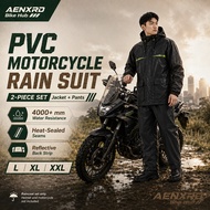 AENXRD PVC Motorcycle Rain Suit 2Pcs Kapote Makapal Waterproof Reflective Pants Heat Sealed Unisex