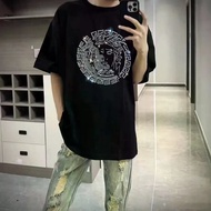 5Z02X VERSACE251 Summer New Style Diamond Short Sleeve European American Men Women Trendy Round Neck