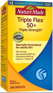 Nature Made Triple Flex葡萄糖胺1500毫克+軟骨素800亳克+鈣 (適合50 歲以上人仕) 120粒