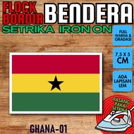 Flock iron-on Badge Patch with Flag Country Embroidery - GHANA [01]
