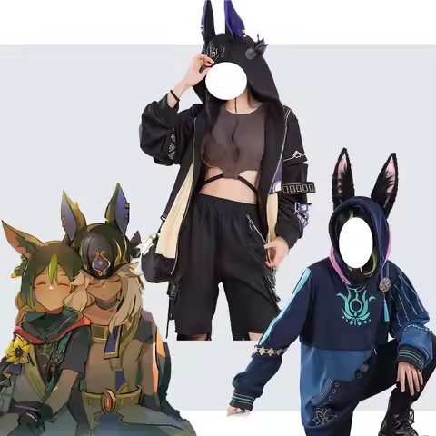 Genshin Impact Cyno Tighnari Jacket Hoodie Costume Set Cosplay Event Streetwear Comfortable High Qua