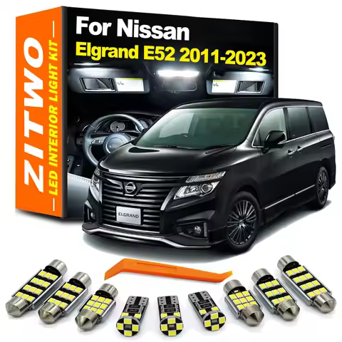 ZITWO 15Pcs For Nissan Elgrand E52 2011 - 2018 2019 2020 2021 2022 2023 LED Bulb Interior Dome Map L