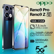 Phone Reno8 Pro / Reno9 Pro Handphone 7.5" HD Screen 5G Ori Smartphone RAM 12/512GB Dual SIM HD Came