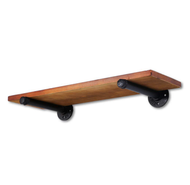 鐵藝水管牆上置物架一字收納架（黑色，25cm)